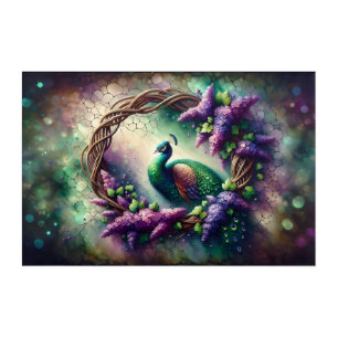 Enchanted Peacock Floral Wreath Acrylic Print