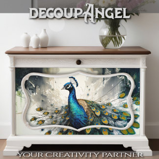 Enchanted Peacock's Grace - decoupage -  Tissue Paper