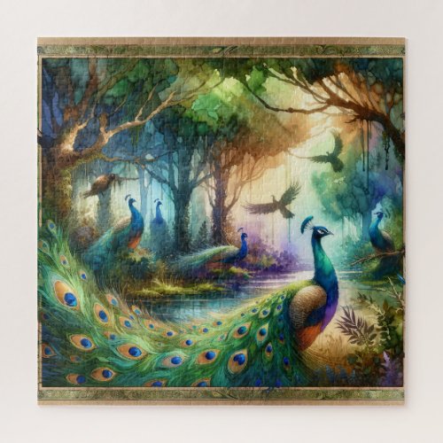 Enchanted Peacocks _ Watercolor Jigsaw Puzzle