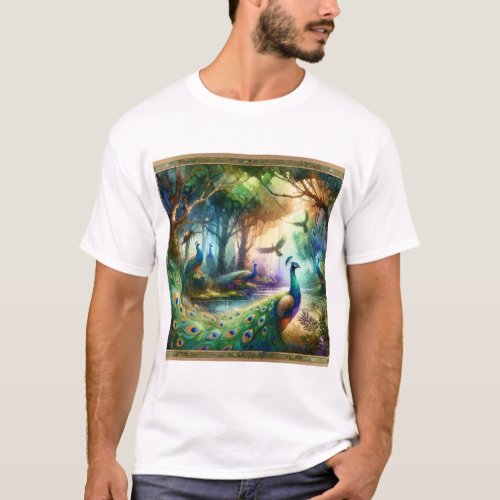 Enchanted Peacocks _ Watercolor T_Shirt