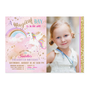 Enchanted Pegasus Unicorn Rainbow Sparkle Birthday Invitation