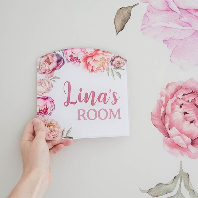 Enchanted Peony Flower Custom Kids Door Sign (Creator Uploaded)