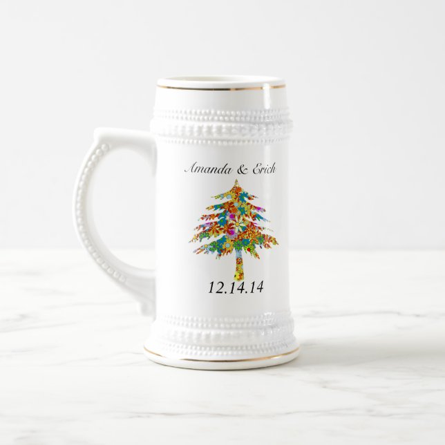 Enchanted Pine Tree Forest Wedding Beer Stein (Left)