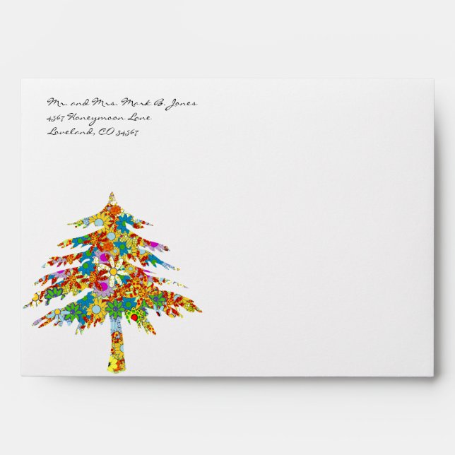 Enchanted Pine Tree Forest Wedding Envelope (Front)