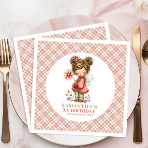 Enchanted Pink Fairy Flowers 1st Birthday Party  Paper Dinner Napkins