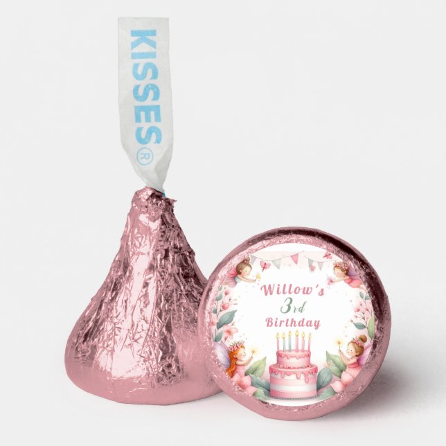 Enchanted Pink Fairy garden - Birthday  Hershey®'s Kisses® (Front)