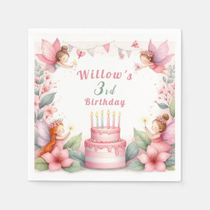 Enchanted Pink Fairy garden - Birthday Napkins