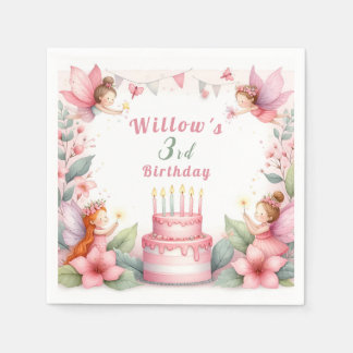 Enchanted Pink Fairy garden - Birthday Napkins