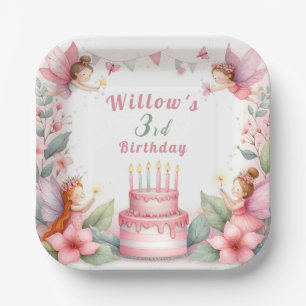 Enchanted Pink Fairy garden - Birthday Paper Plates