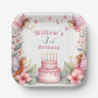 Enchanted Pink Fairy garden - Birthday Paper Plates