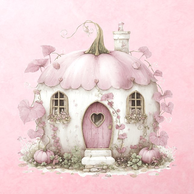 Enchanted Pink Fairy Pumpkin House Wall Decal (Insitu 3)