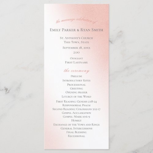 Enchanted Pink Fairy Tale Wedding Program