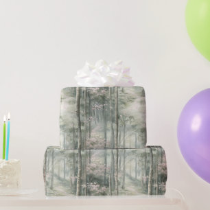 Enchanted Pink Floral Garden Birthday Wrapping Paper