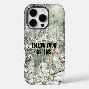 Enchanted Pink Floral Garden Bunny Dreams iPhone 16 Pro Case