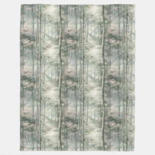 Enchanted Pink Floral Garden Fleece Blanket