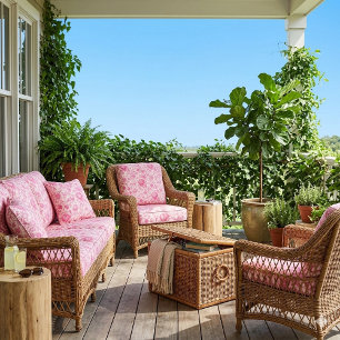 Enchanted Pink French Rococo Garden Floral Vintage Fabric