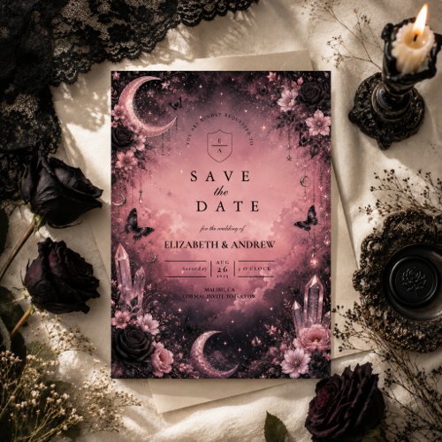 Enchanted Pink Goth Wedding Save The Date