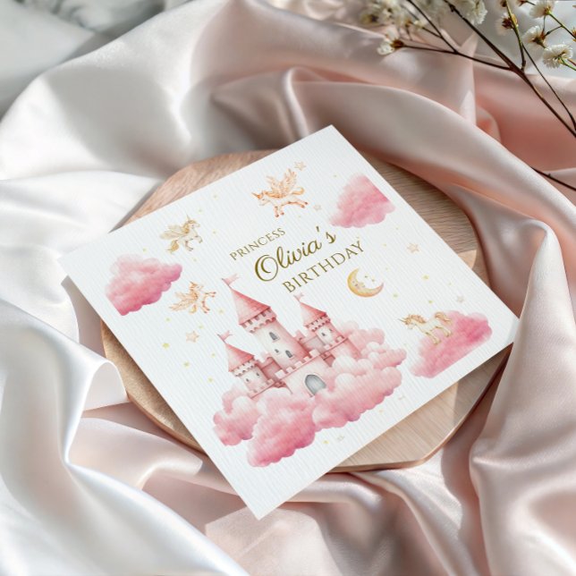 Enchanted Pink Princess Girl Birthday Napkins (Creator Uploaded)