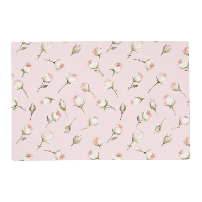 Enchanted Pink Roses Floral Placemat (Front)