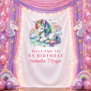 Enchanted Pink Unicorn Magical Day Backdrop