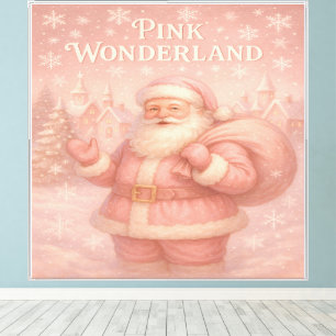 Enchanted Pink Wonderland Santa Canvas Print