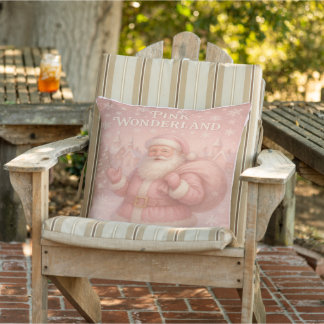 Enchanted Pink Wonderland Santa Outdoor Pillow