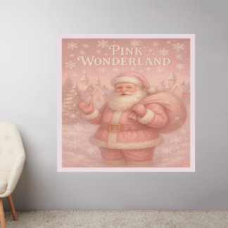 Enchanted Pink Wonderland Santa Wall Decal