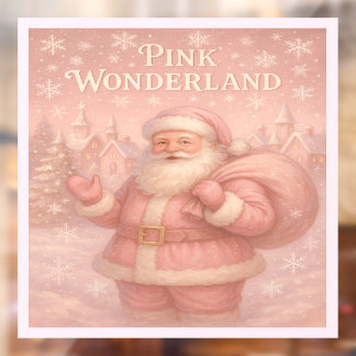 Enchanted Pink Wonderland Santa Window Cling