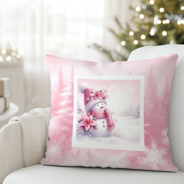 Enchanted Pinkmas Pillow Snowman Winter Magic (Enchanted Pinkmas Pillow Snowman Winter Magic)