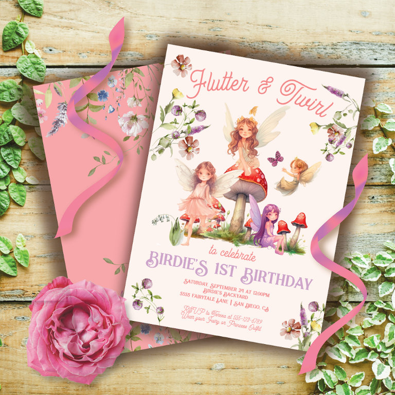 Enchanted Pixie Fairy Princess Birthday Party Invitation