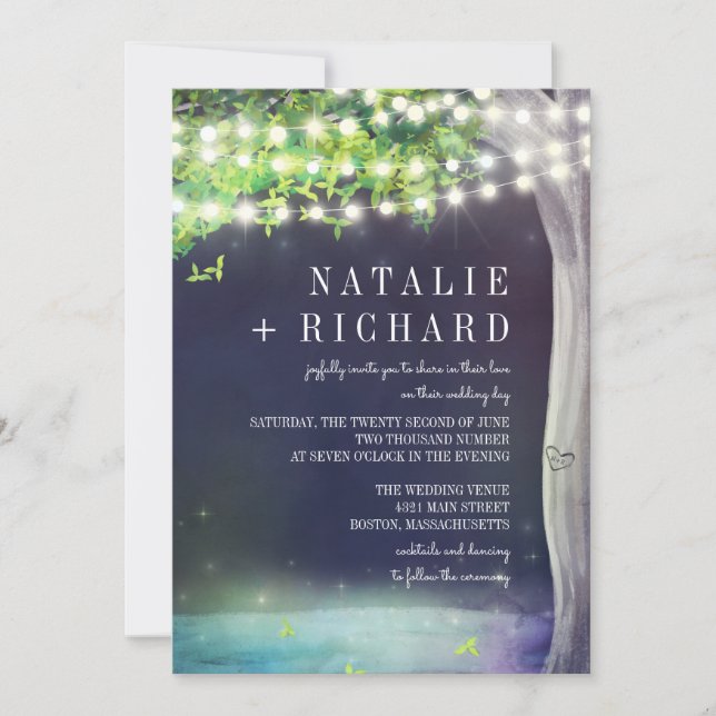 Enchanted Pond Evening Wedding Invitation (Front)