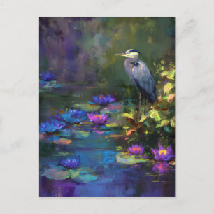 Enchanted Pond Water Lily Nature Watercolor Announcement Postcard