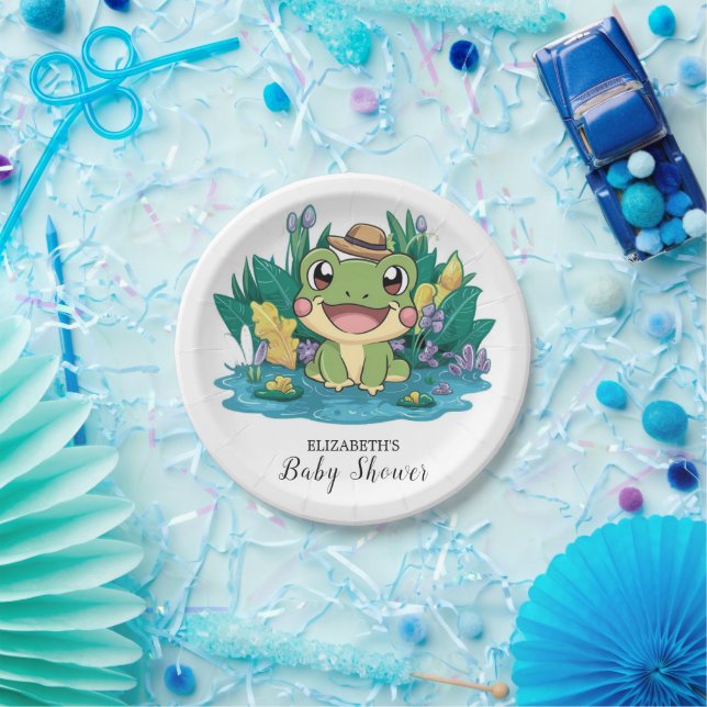 Enchanted Pretty Frog Baby Shower Paper Plates (Party)