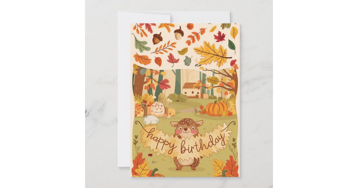 Enchanted Pretty Warm Autumn Fall Happy Birthday Card | Zazzle