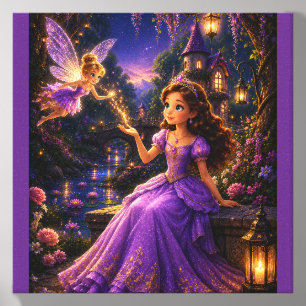 Enchanted Princess and Fairy Garden Castle Fantasy Canvas Photo Tile