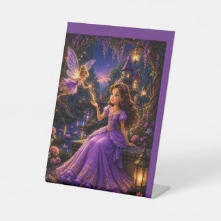 Enchanted Princess and Fairy Garden Castle Fantasy Pedestal Sign