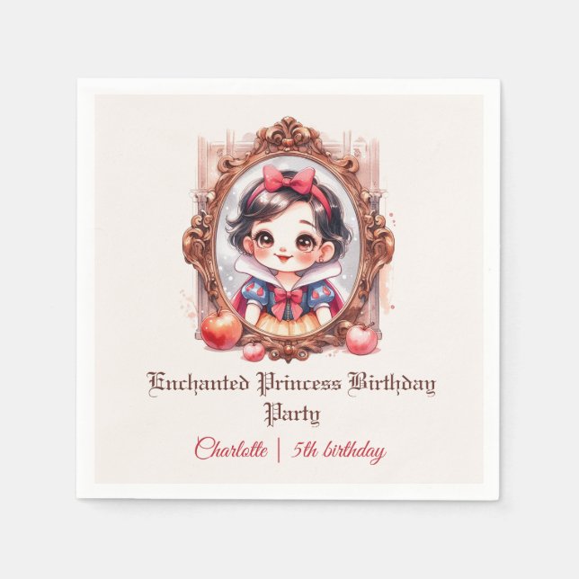 Enchanted Princess Birthday Invitation Snow White Napkins (Front)