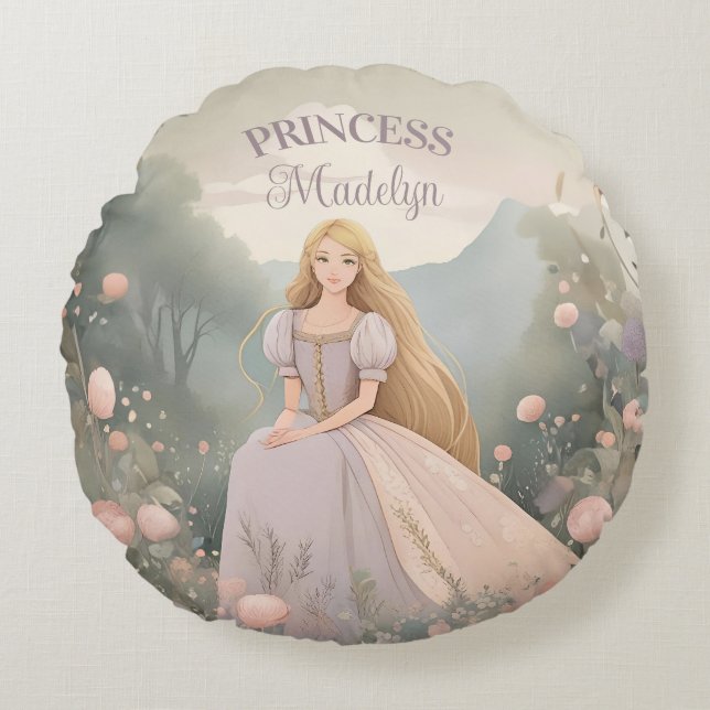 Enchanted Princess Nursery Art Round Pillow (Front)