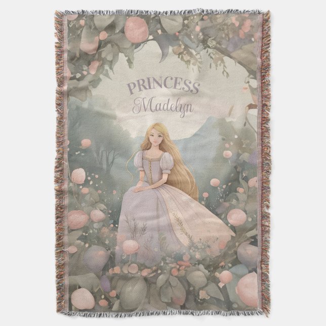 Enchanted Princess Nursery Art Throw Blanket (Front Vertical)