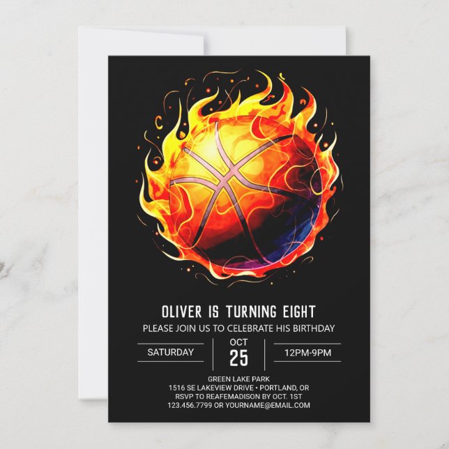 Enchanted Printable Basketball Birthday Invitation (Front)