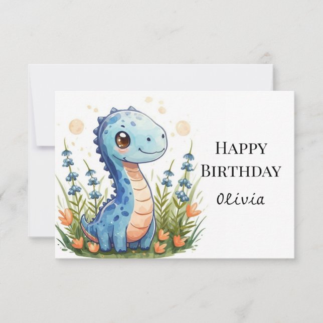 Enchanted Printable Dinosaur Birthday Card (Front)