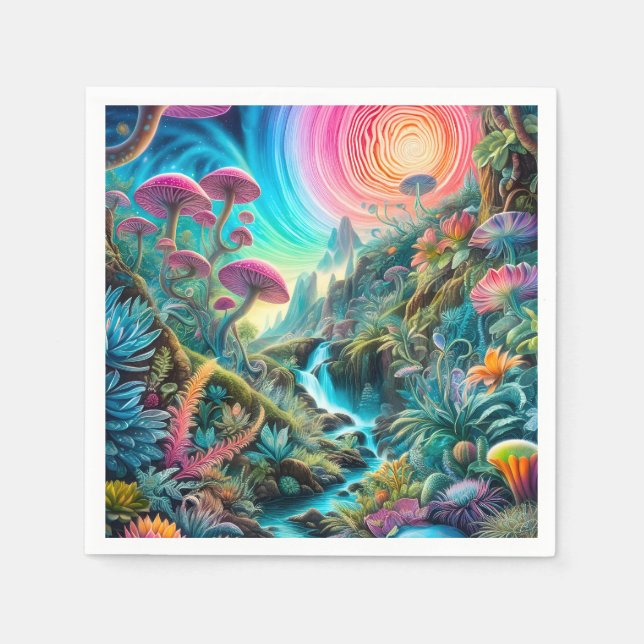 Enchanted Psychedelic Dreamscape Napkins (Front)
