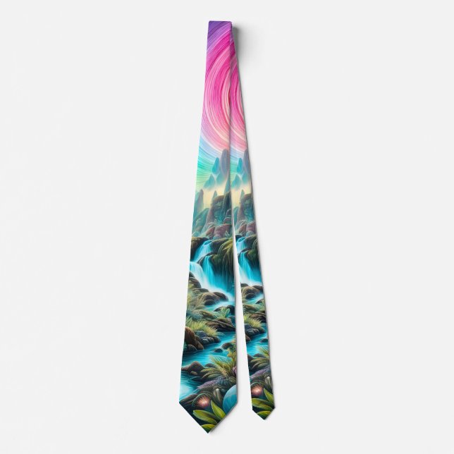 Enchanted Psychedelic Dreamscape Neck Tie (Front)