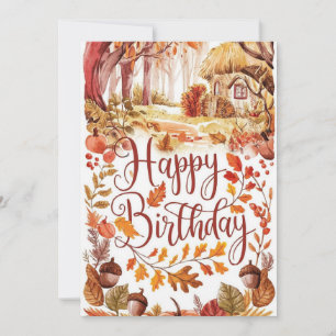 Enchanted Pumpkin Autumn Fall Happy Birthday Card