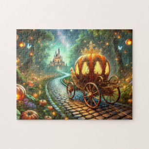 Enchanted Pumpkin Carriage Forest Path Jigsaw Puzzle