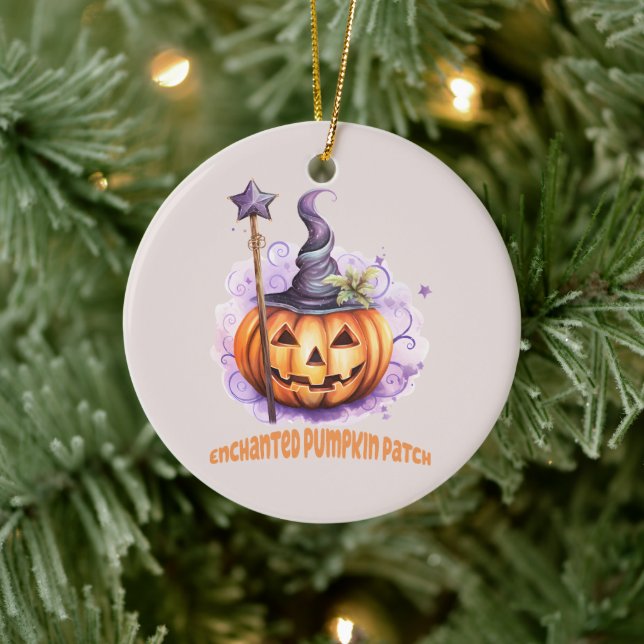 Enchanted Pumpkin Patch – Cute Jack-o’-Lantern Ceramic Ornament (Tree)