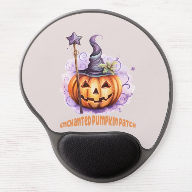 Enchanted Pumpkin Patch – Cute Jack-o’-Lantern Gel Mouse Pad (Front)