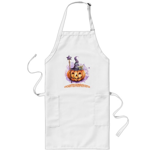 Enchanted Pumpkin Patch – Cute Jack-o’-Lantern Long Apron (Front)