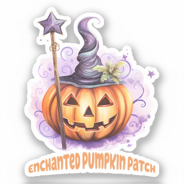 Enchanted Pumpkin Patch – Cute Jack-o’-Lantern Sticker (Front)