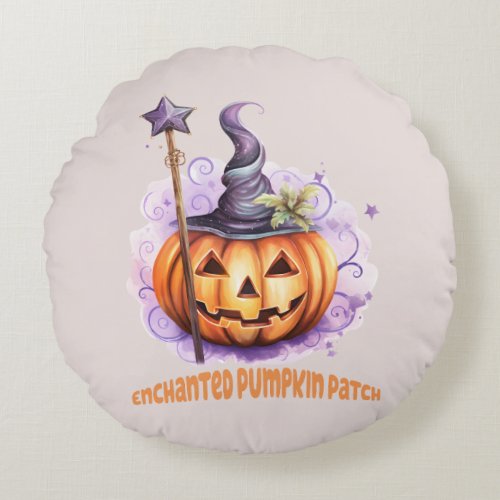 Enchanted Pumpkin Patch Round Pillow